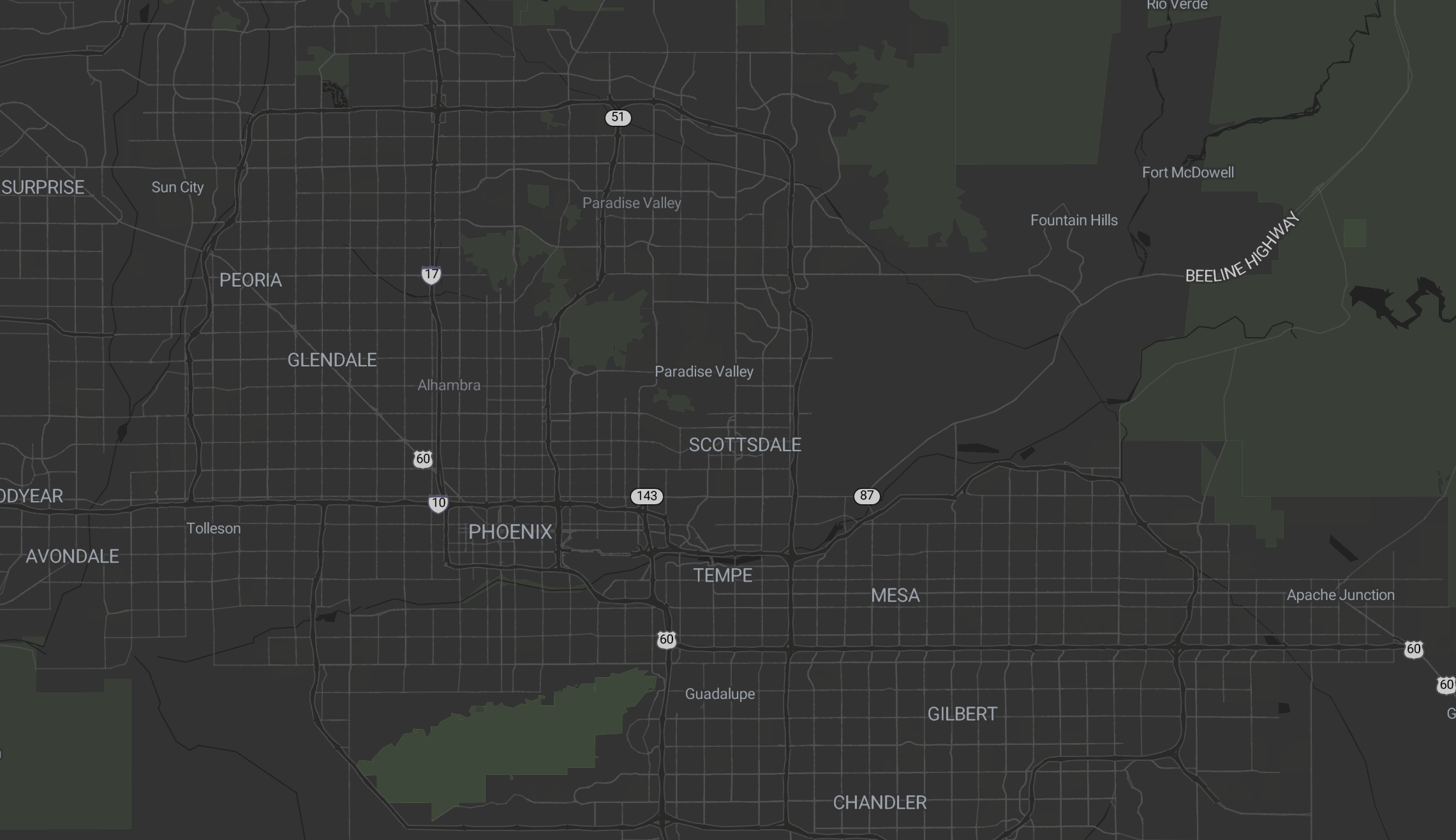 Map of Phoenix metropolitan area showing investment regions